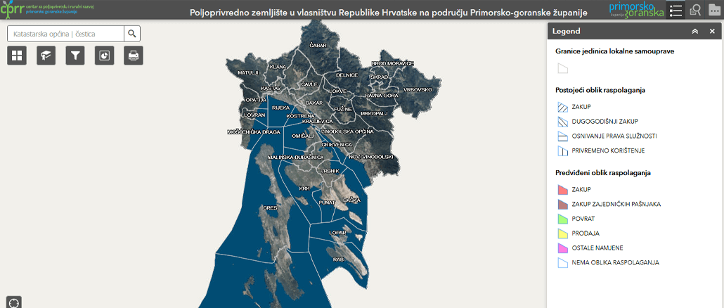 Aplikacija za prikaz državnog poljoprivrednog zemljišta na području PGŽ